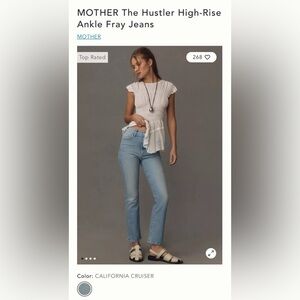 MOTHER The Hustler High-Rise Ankle Fray Jeans